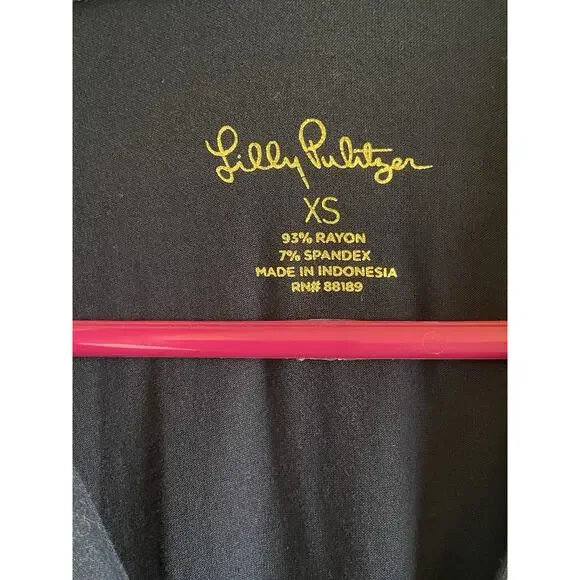 Lilly Pulitzer Navy Blue Gold Tone Button Collared Jersey Knit Dress‎ Womens XS - Picture 7 of 16